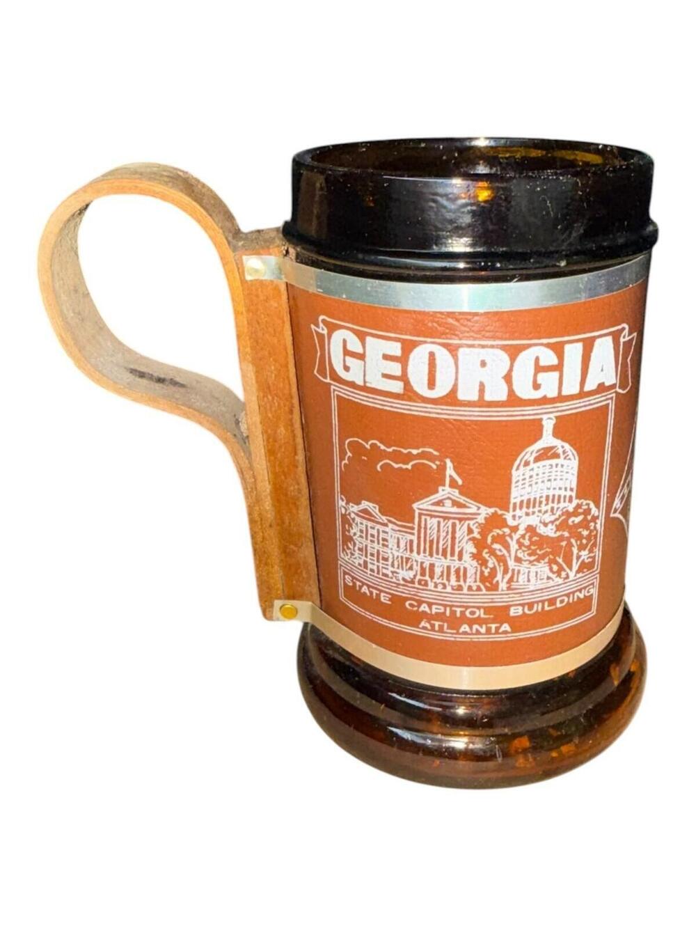 Vintage Georgia State Capitol Building in Atlanta Stone Mountain Glass Beer Mug